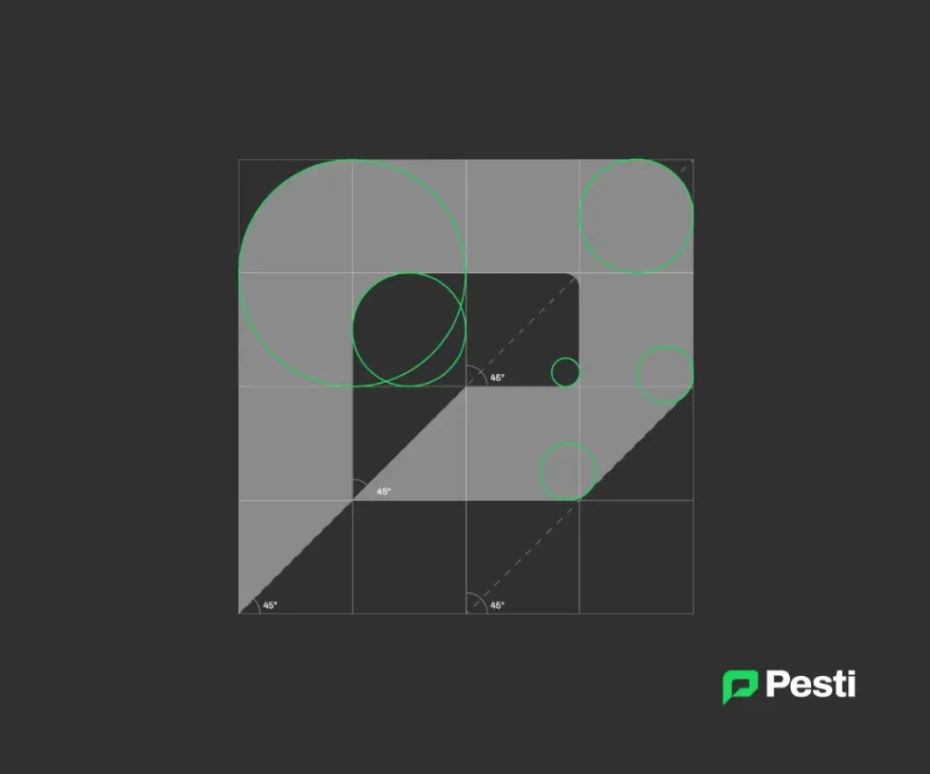 The framework of the new Pesti logo design